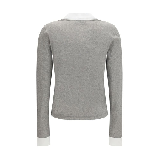 Miu Miu Gray Cotton Long Sleeve T-Shirt