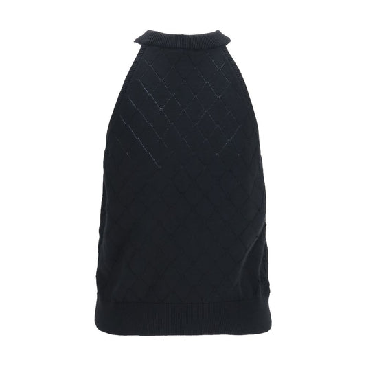 Balmain Black Wool Oves Aries Sleeveles T-Shirt
