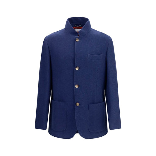 Brunello Cucinelli Blue Cashmere Full-Length Jacket