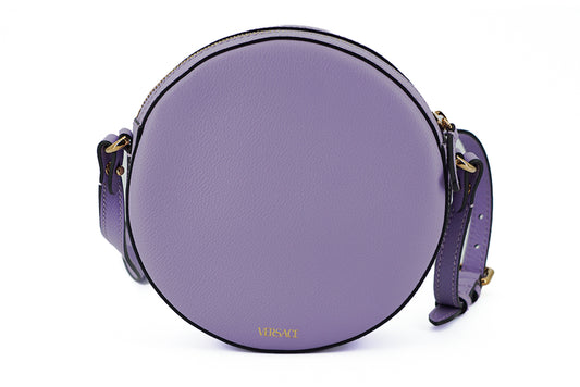 Elegante bolso de hombro redondo morado de Versace
