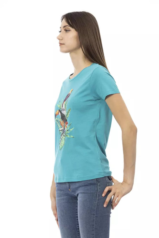 Camiseta Trussardi Action de algodón azul claro para mujer