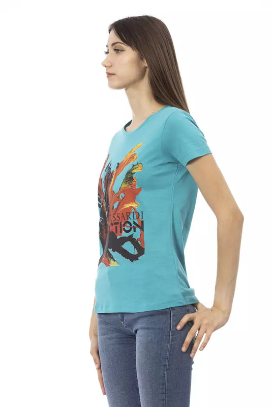 Camiseta Trussardi Action de algodón azul claro para mujer