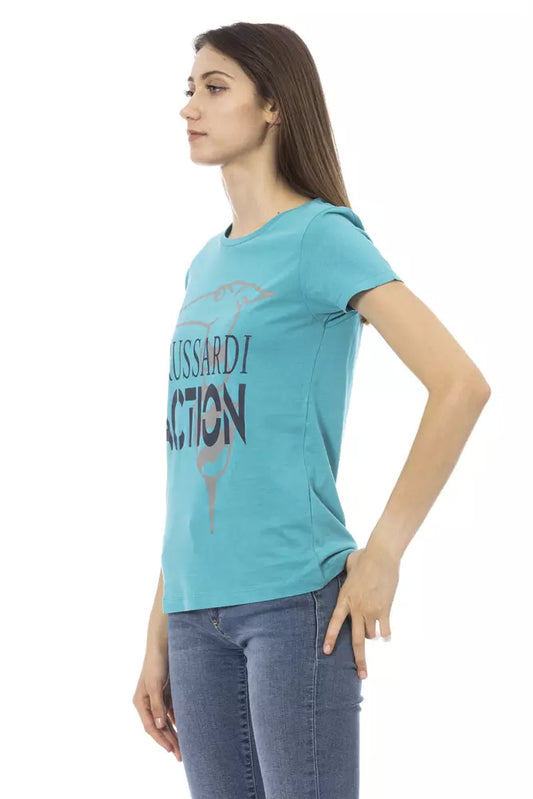 Camiseta Trussardi Action de algodón azul claro para mujer