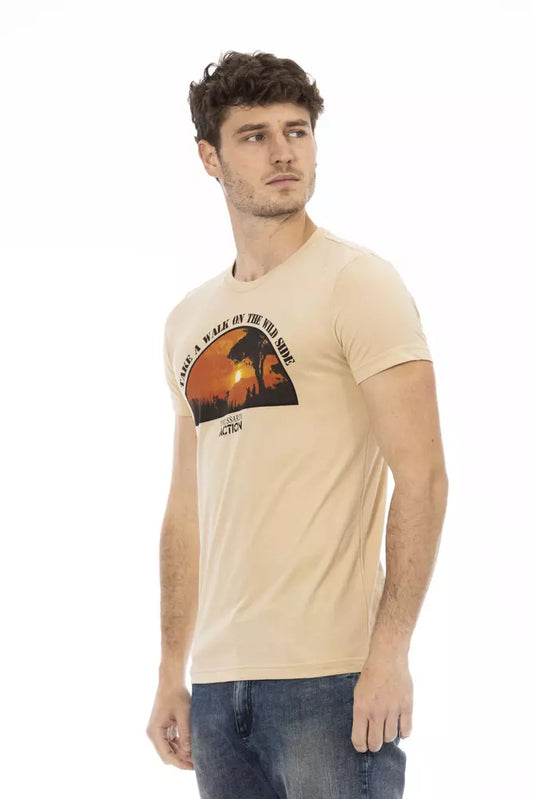 Camiseta Trussardi Action de algodón beige para hombre