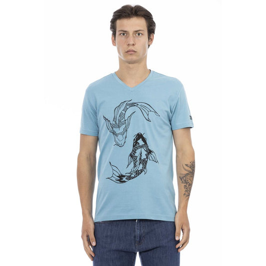 Camiseta Trussardi Action de algodón azul claro para hombre