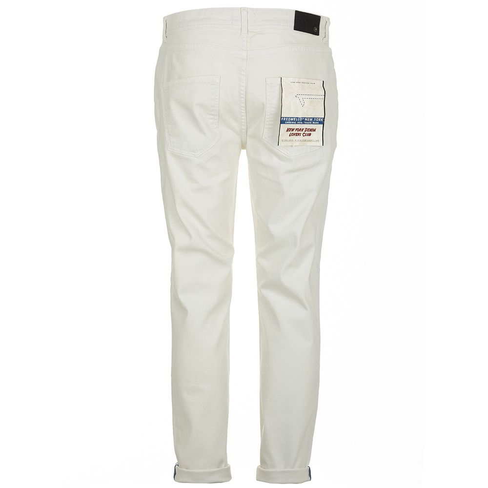 Fred Mello Elegant White Denim Trousers for Men