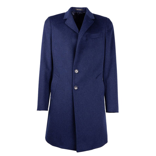 Made in Italy Navy Elegance Wool Coat for Men