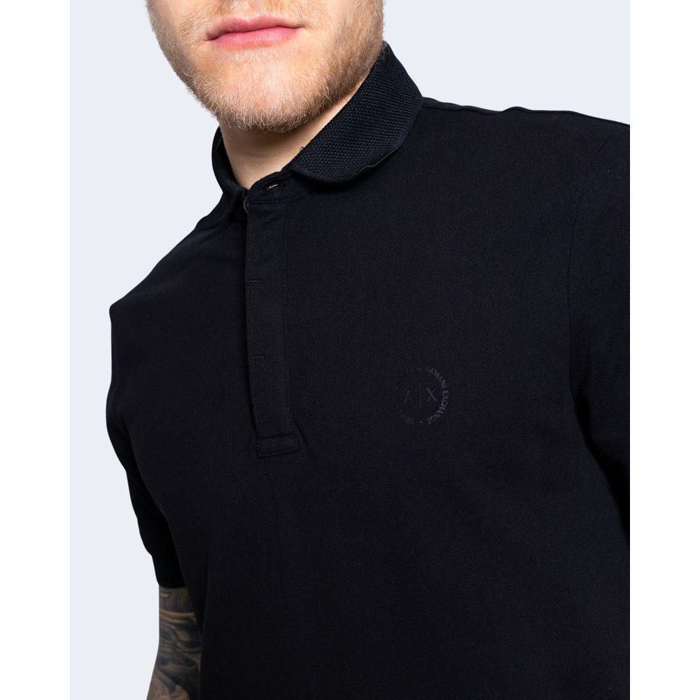 Armani Exchange Black Cotton Polo Shirt