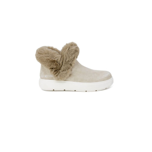 Zapatillas de piel beige Love Moschino