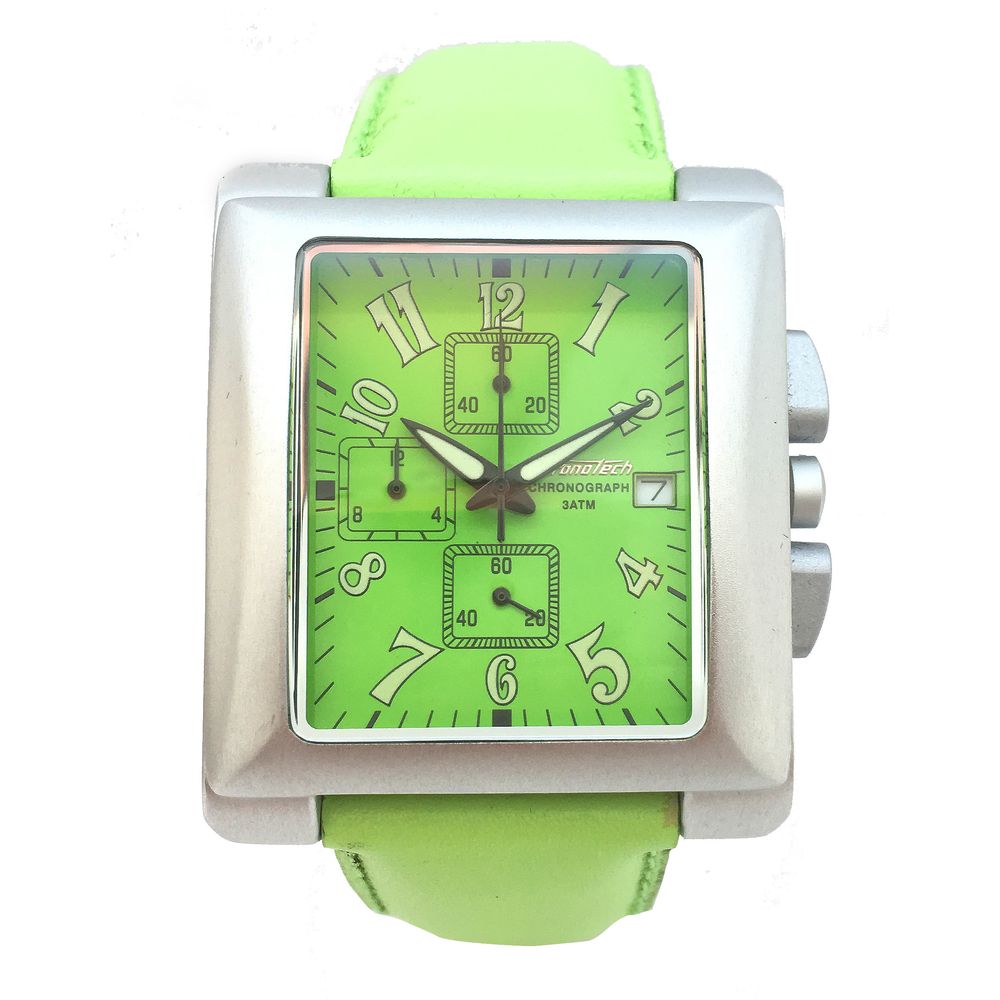 Chronotech Green Leather Watch