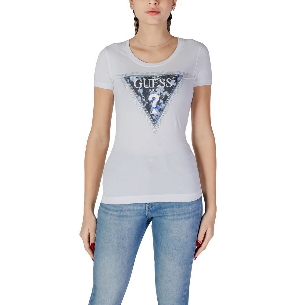 Guess White Cotton Tops & T-Shirt