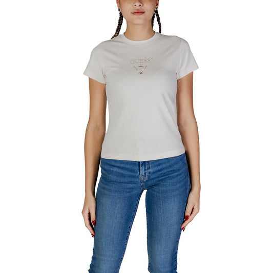 Guess Active Cream Cotton Tops & T-Shirt