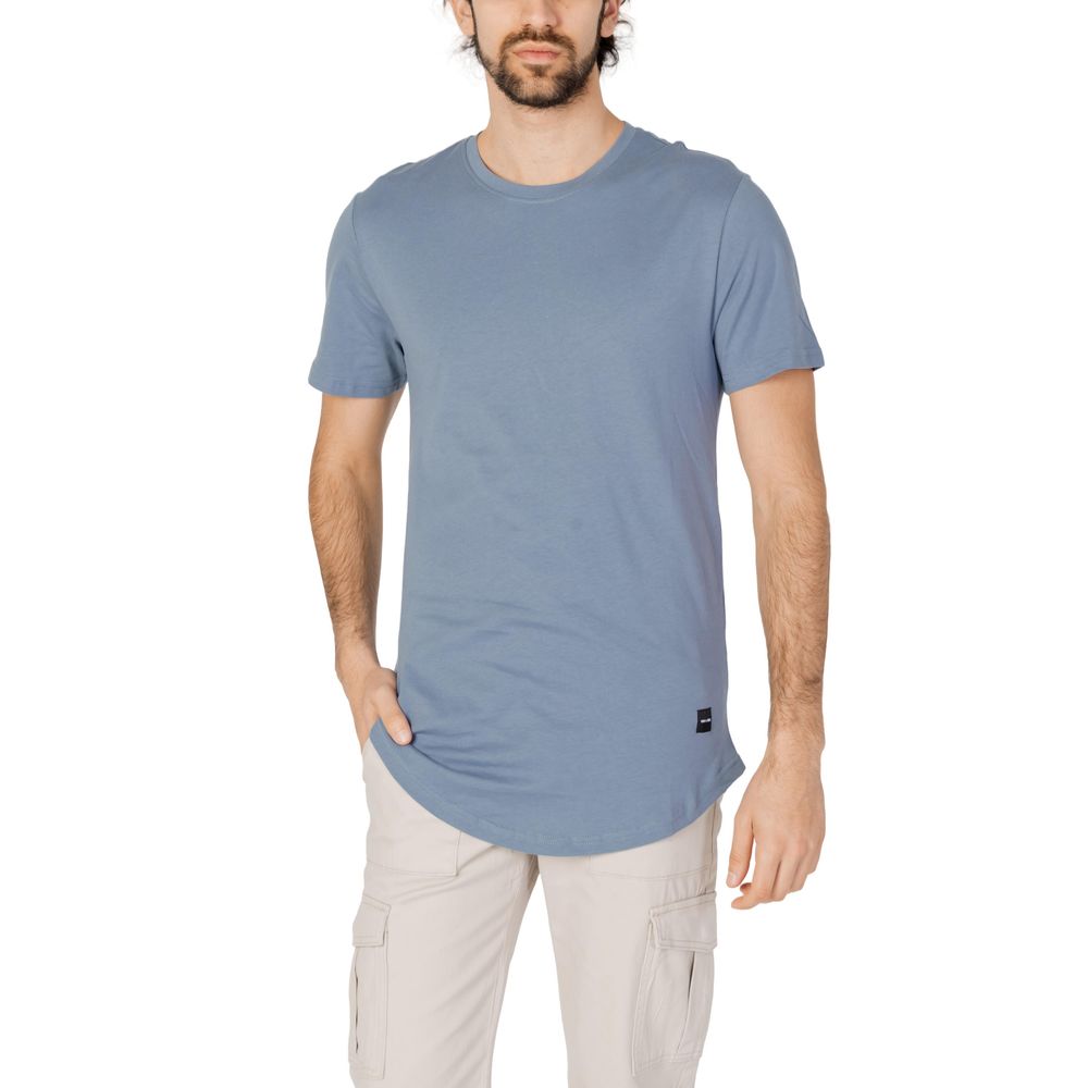 Only & Sons Blue Cotton T-Shirt