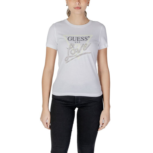 Guess White Cotton Tops & T-Shirt