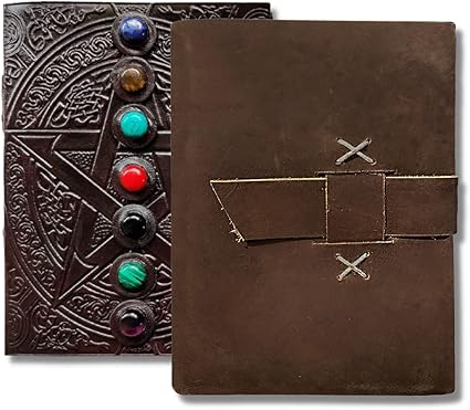 Handmade Leather Travel Journal – Brown Vintage Notebook Featuring Seven Chakras