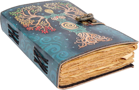 Handmade Leather Travel Journal – Blue Vintage Mother Earth Prayer