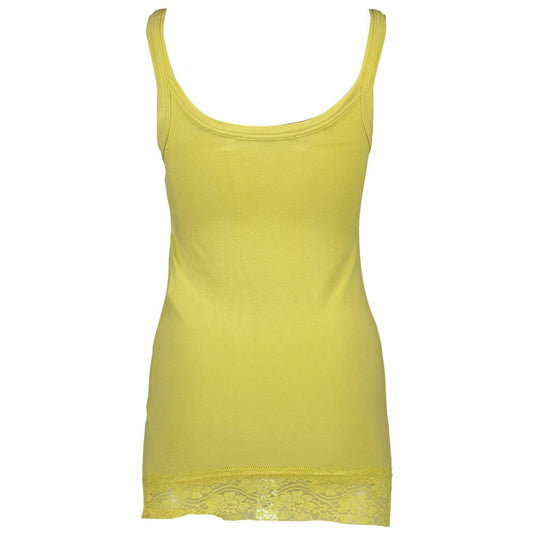 Camiseta de tirantes de algodón amarillo para mujer Silvian Heach con detalle de encaje