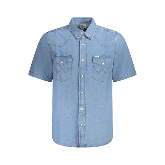 Wrangler Light Blue Cotton Men Shirt