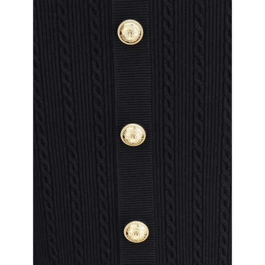 Balmain BUTTONED TORSADE KNIT LONG MIDI SKIRT