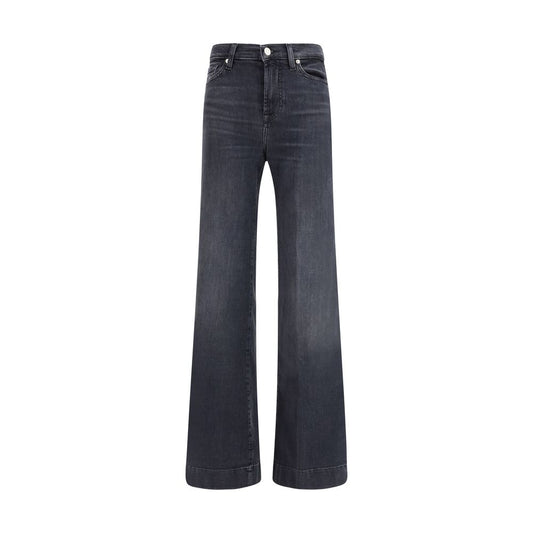7FOR Black Cotton Flared Jeans