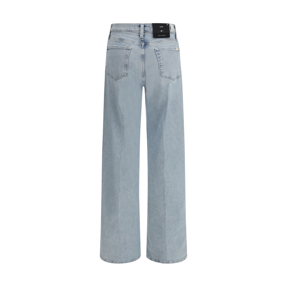 7FOR Light Blue Cotton Relaxed Fit Jeans