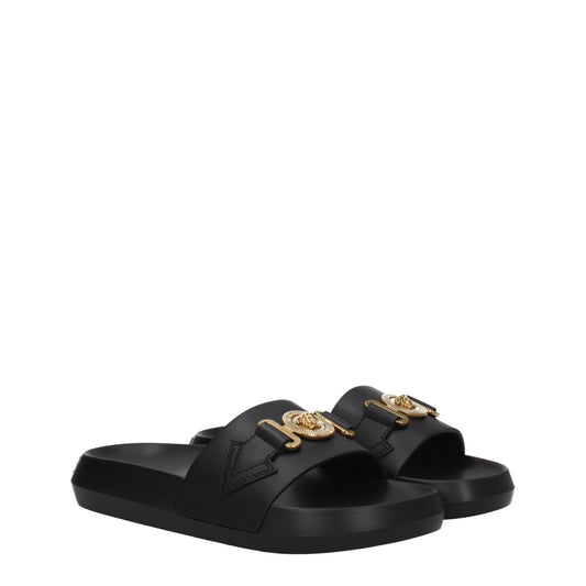 Versace Black Leather Slipper