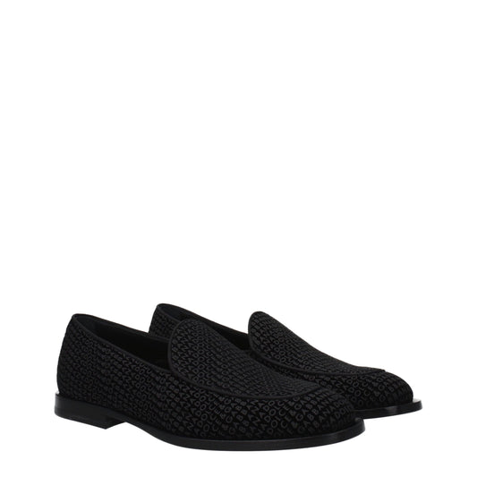 Dolce & Gabbana Black Velvet Slip-On Loafer