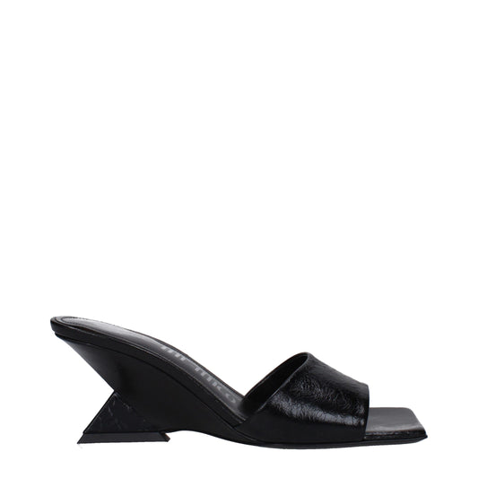 The Attico Black Leather Sandal