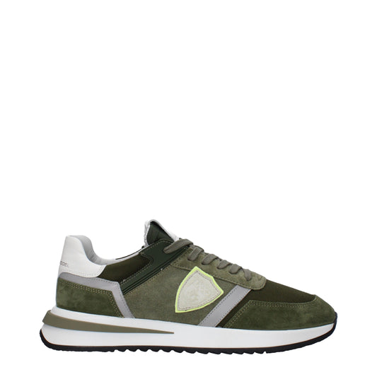 Philippe Model Green Leather Sneakers