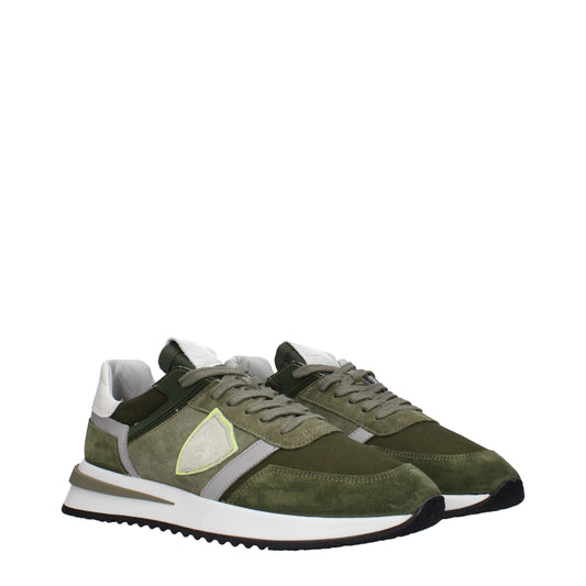 Philippe Model Green Leather Sneakers