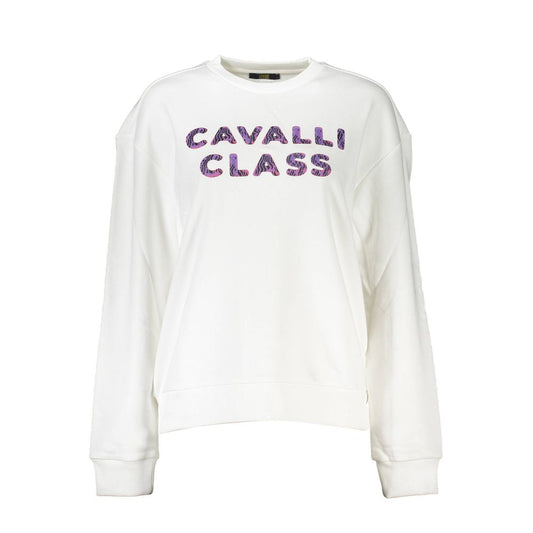 Cavalli Class White Cotton Sweater