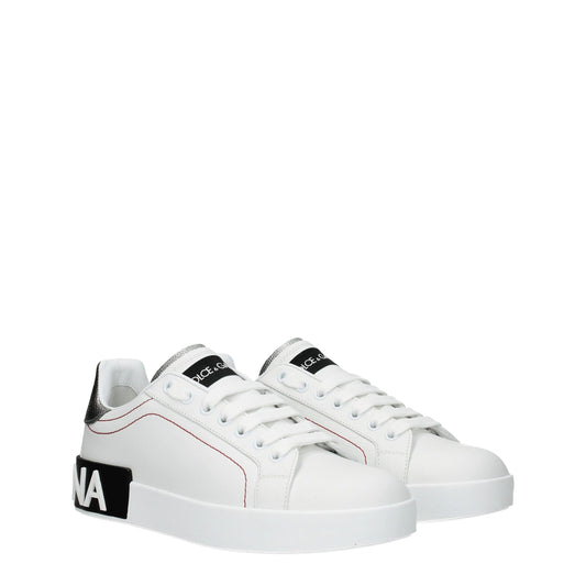 Dolce & Gabbana White Leather Low Tops