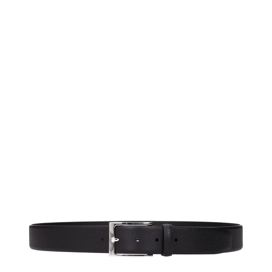 Testoni Black Leather Regular Belts