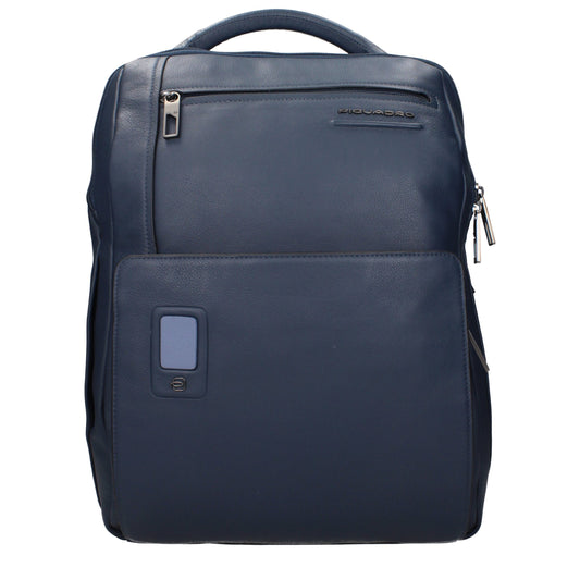 Piquadro Blue Leather Backpacks