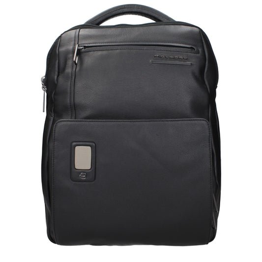 Piquadro Black Leather Backpacks