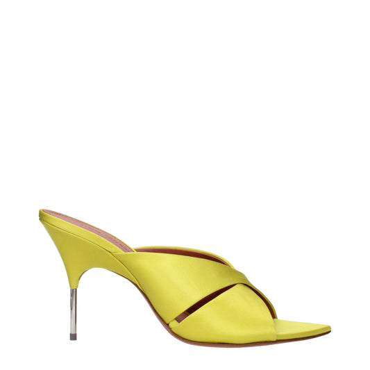 Amina Muaddi Green Satin Stiletto Heels Sandals