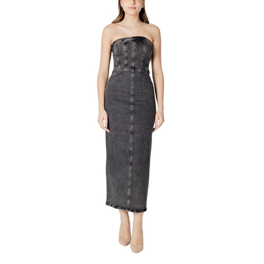 ICHI Black Cotton Midi