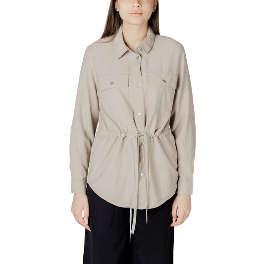 Only Beige Viscose Shirt