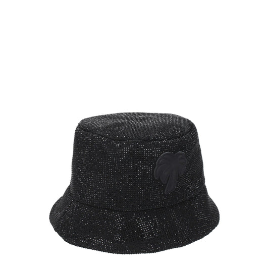 Palm Angels Black Cotton Bucket Hats