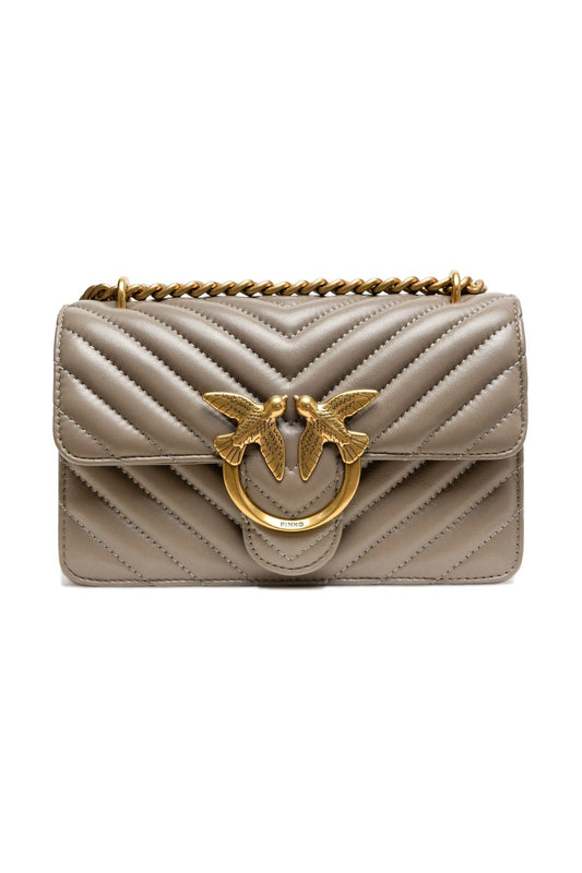 PINKO Grey Mini Love Bag One Chevron