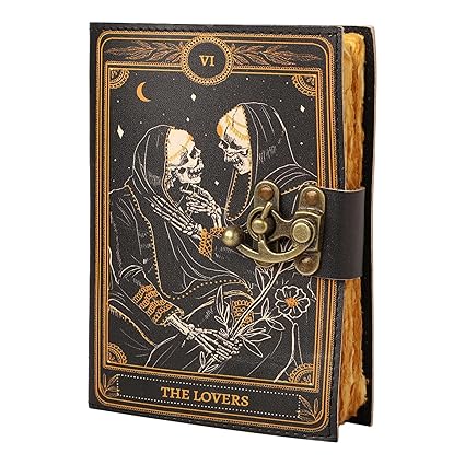 Handmade Leather Travel Journal – Black Tarot Grimore Vintage Notebook