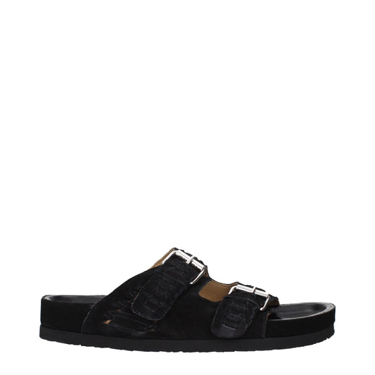 Isabel Marant Black Leather Slippers Sandals
