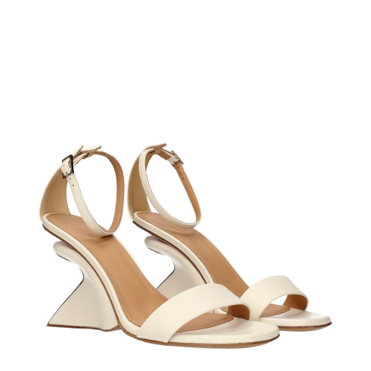 Off-White Beige Leather Platforms
