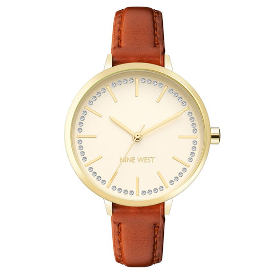 Nine West Brown Leather Dress Watch