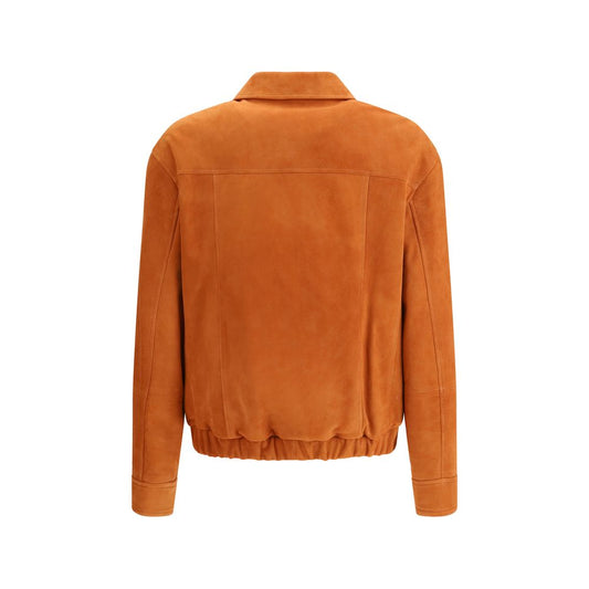 Brunello Cucinelli Red Calf Leather Bos Taurus Jackets And Coat