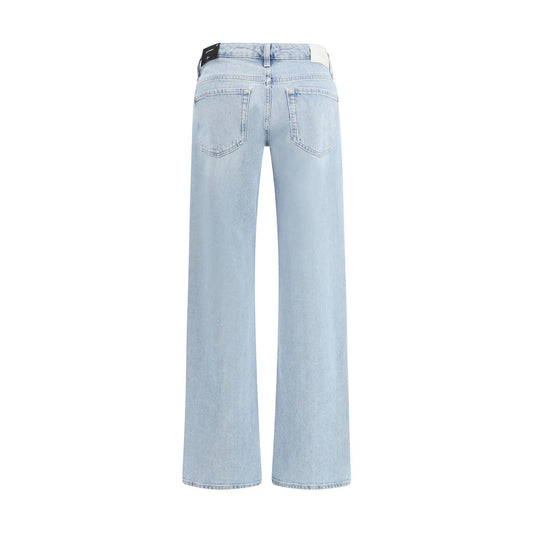 7FOR Light Blue Cotton Straight-Leg Jeans