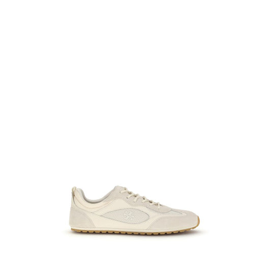 Tory Burch Cream Calf Leather Bos Taurus Low Top Sneakers