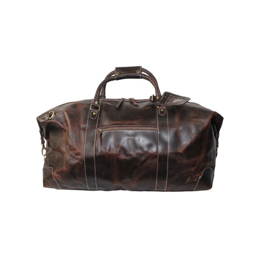 Vintage Handmade Brown Leather Travel Duffel Bag