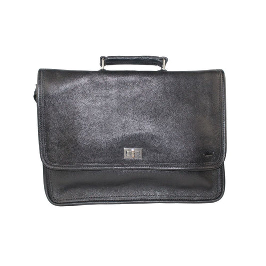 Vintage Handmade Black Leather Briefcase