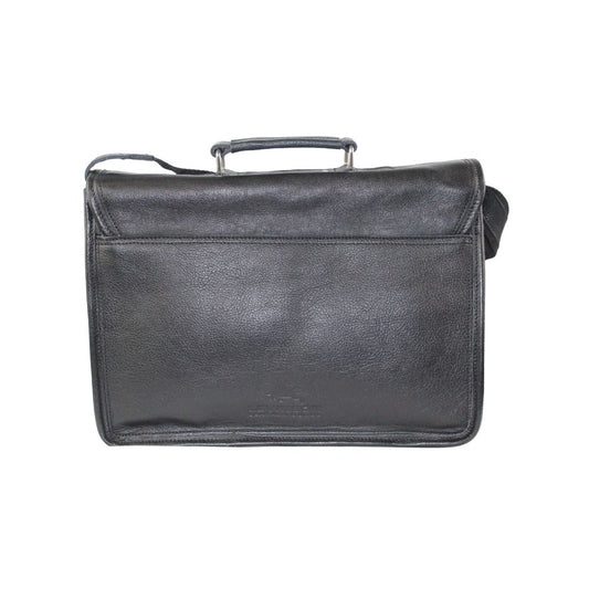 Vintage Handmade Black Leather Briefcase